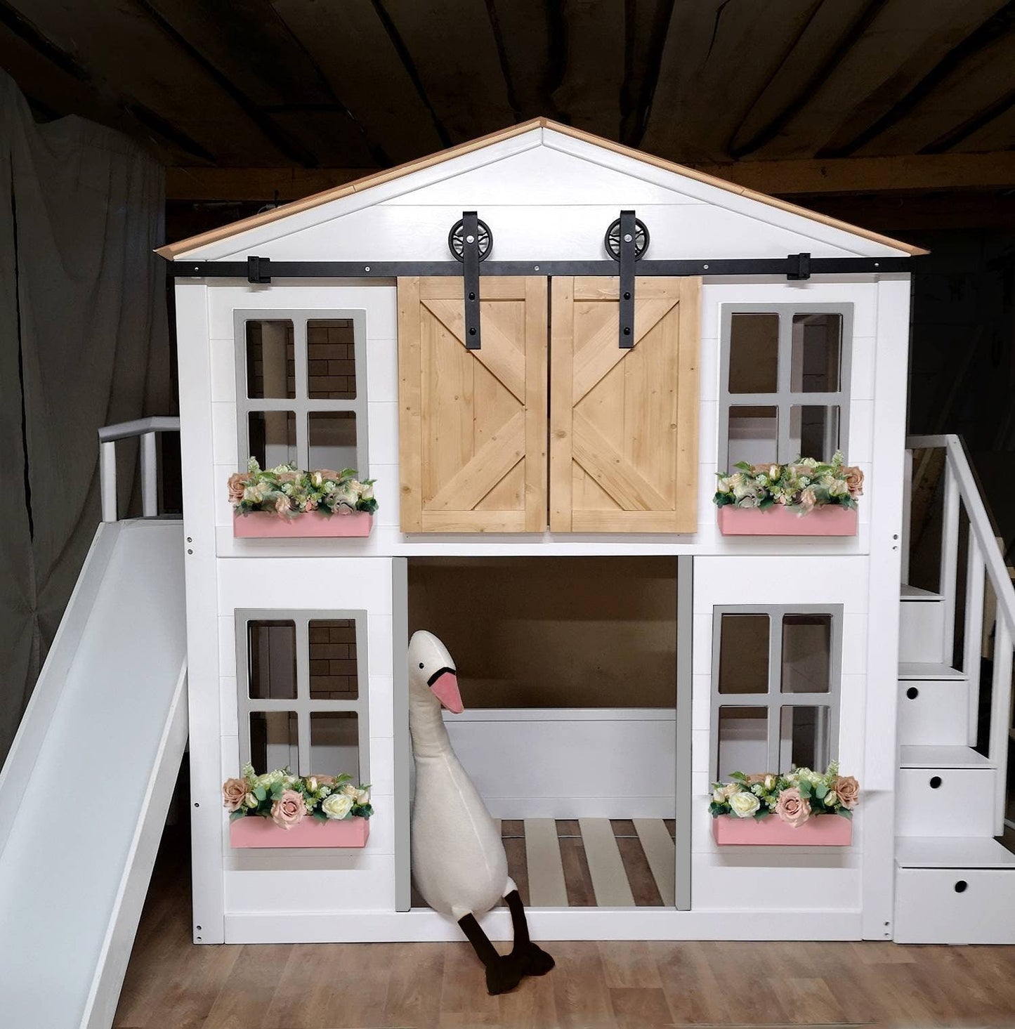 "Farmhouse" barn door cottage bunk bed - Stepini Furniture"Farmhouse" barn door cottage bunk bed
