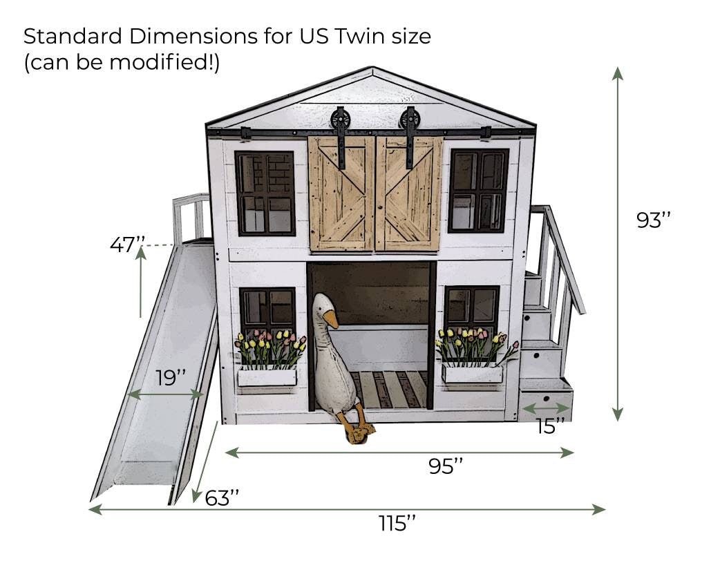 "Farmhouse" barn door cottage bunk bed - Stepini Furniture"Farmhouse" barn door cottage bunk bed