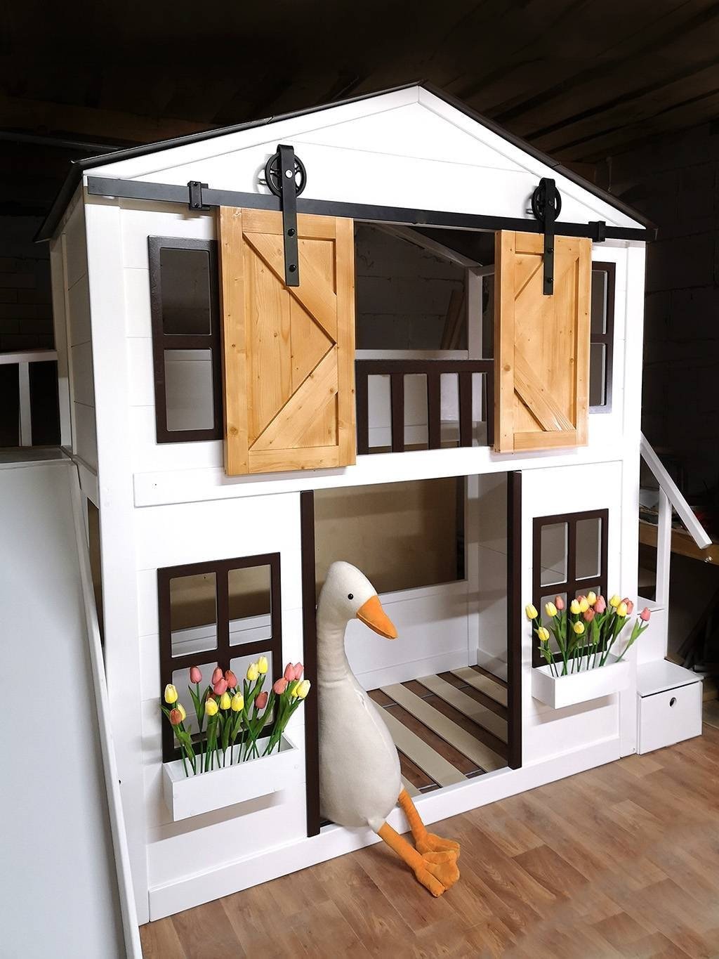 "Farmhouse" barn door cottage bunk bed - Stepini Furniture"Farmhouse" barn door cottage bunk bed