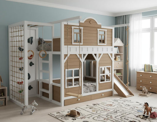 Cowboy bunk bed with slide - Linas & Sons