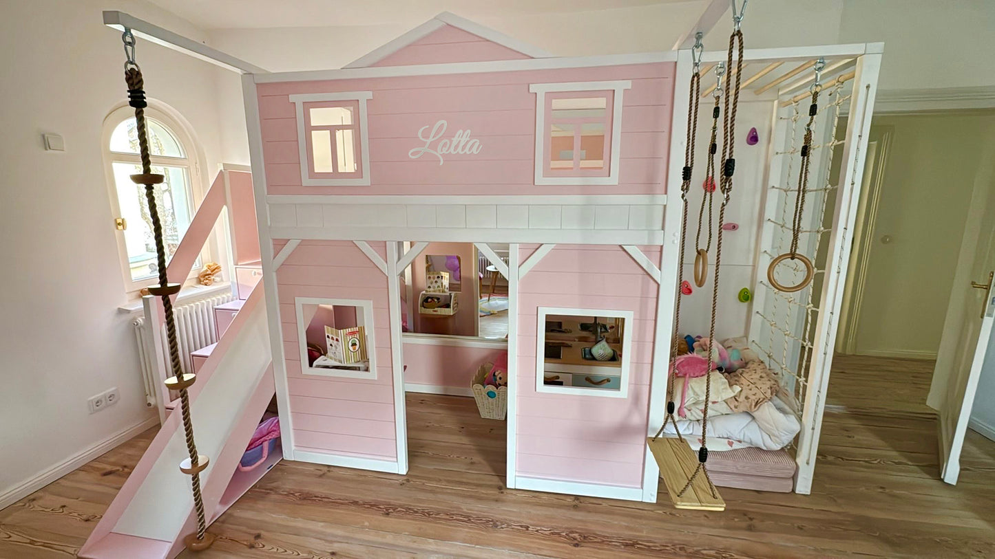 Dollhouse bunk bed with slide - Stepini Home