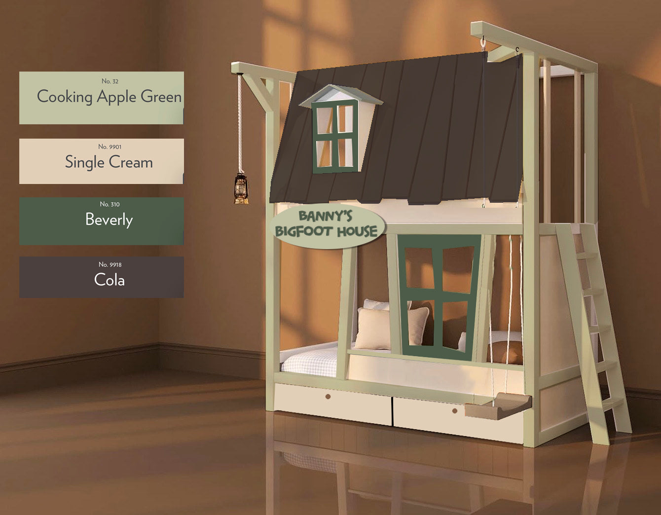 Bunk Treehouse bed with slide / gym