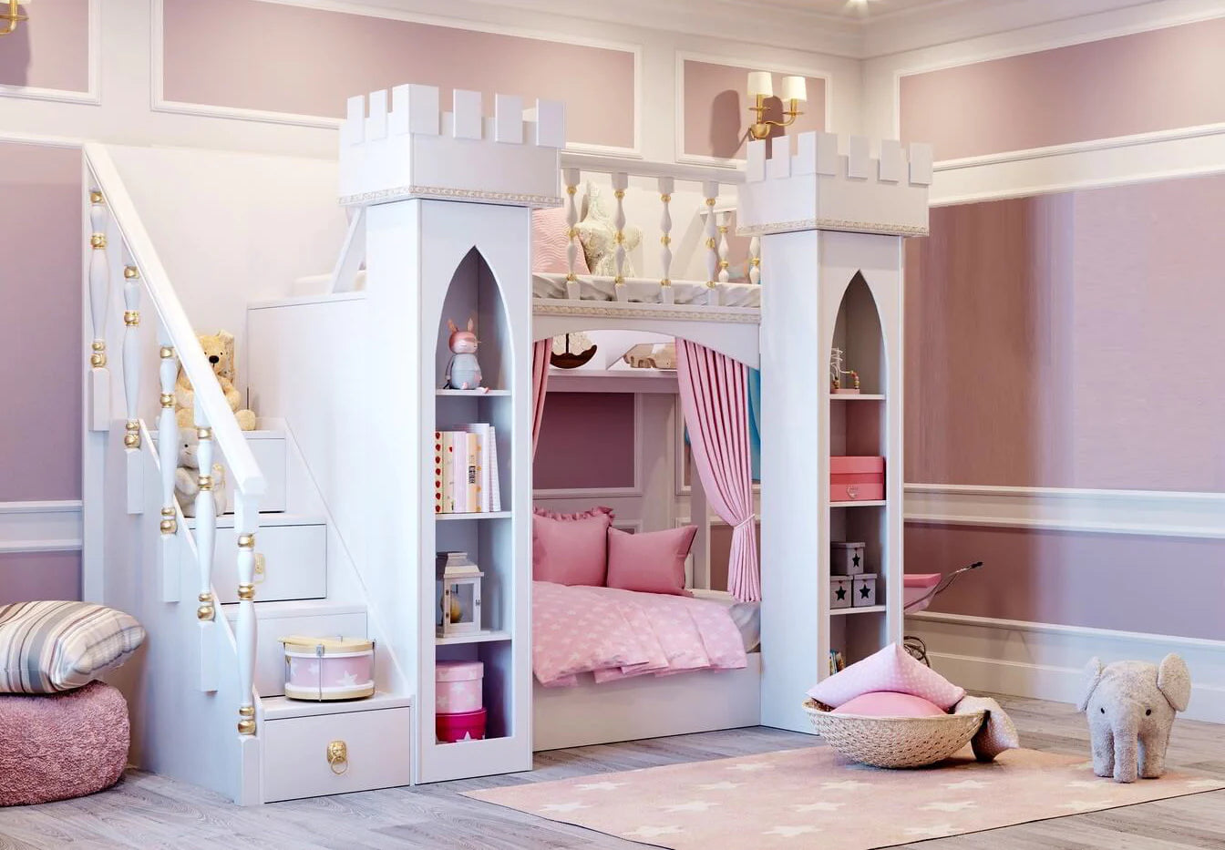 Princess castle bed with slide - Stepini Home