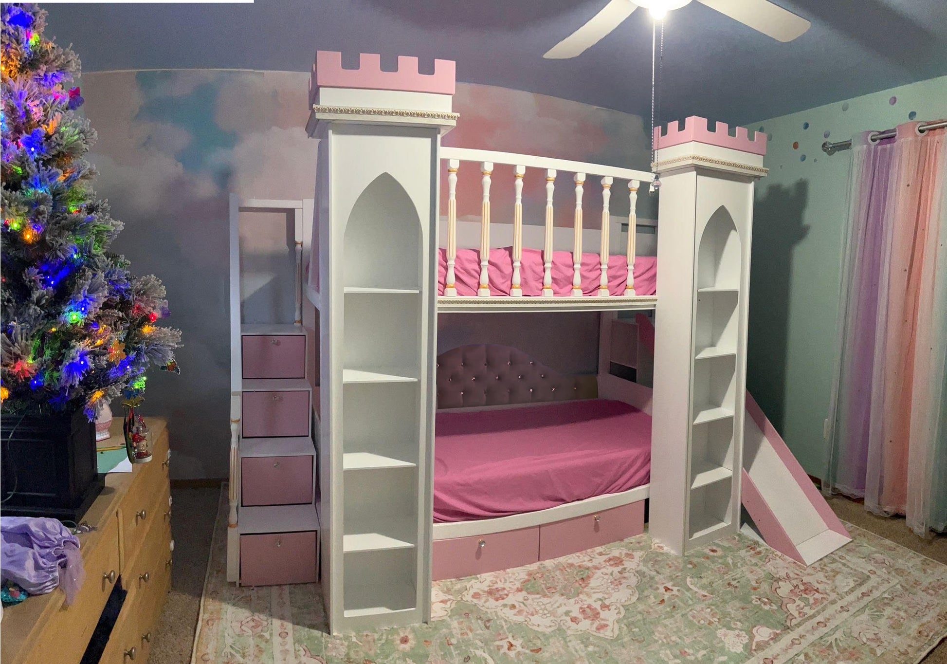 Princess castle bed with slide - Stepini Home
