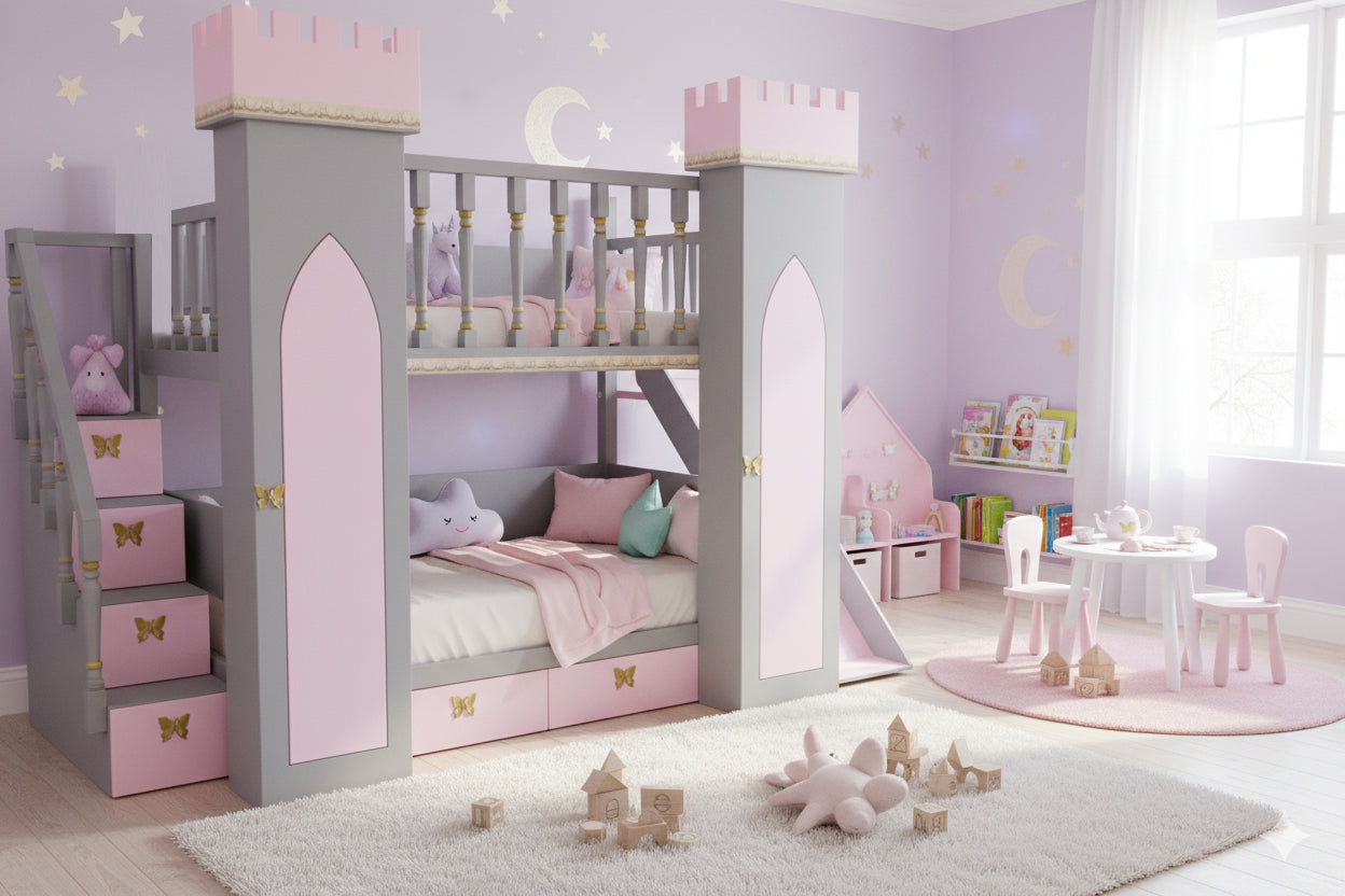 Princess castle bed with slide - Stepini Home