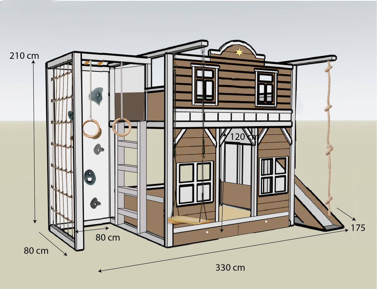 Cowboy bunk bed with slide - Linas & Sons