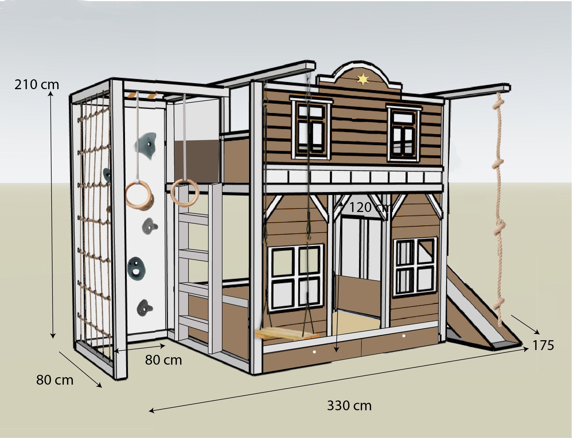 Cowboy bunk bed with slide - Linas & Sons