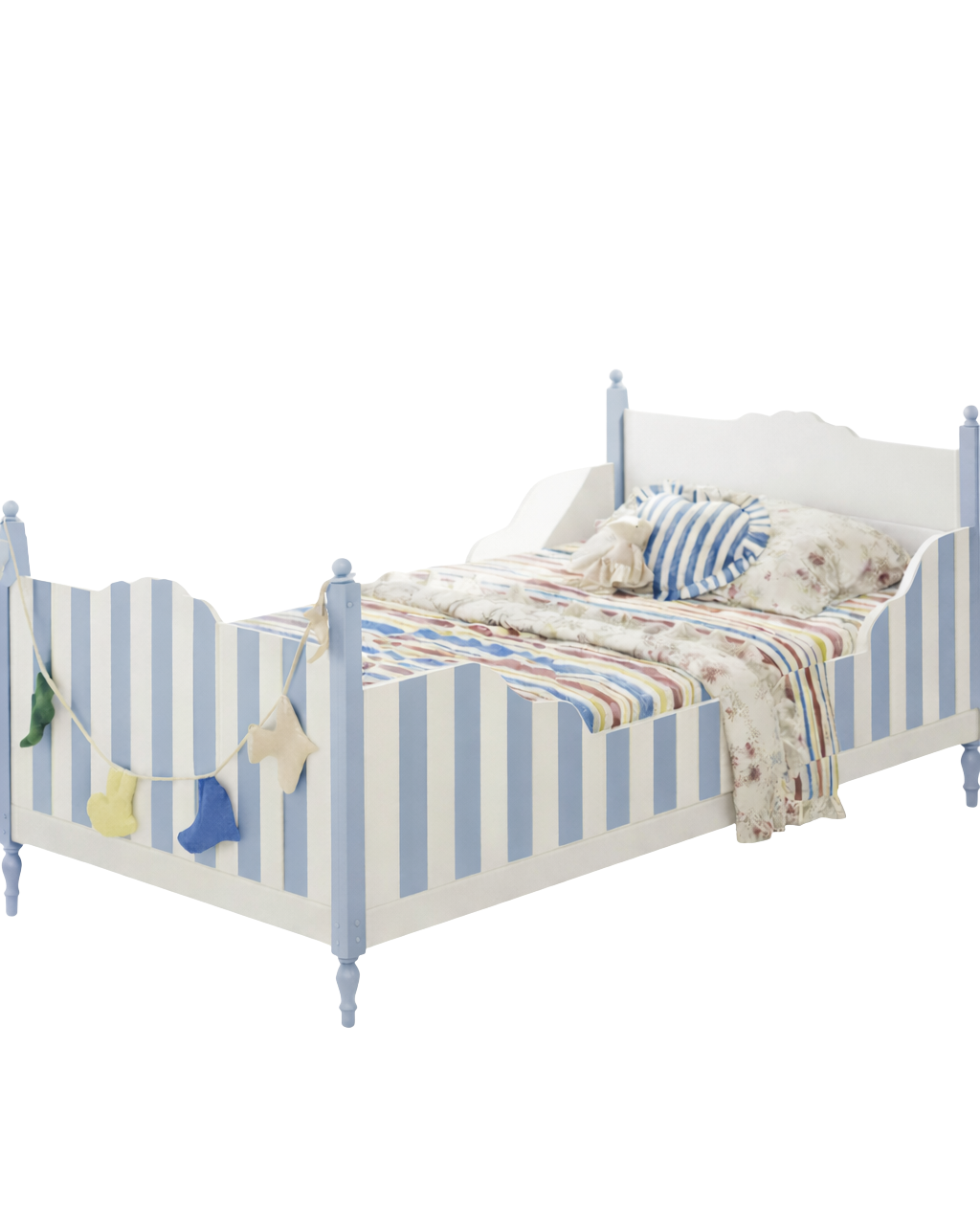 Striped Vintage Style Sleigh Bed - Stepini Home
