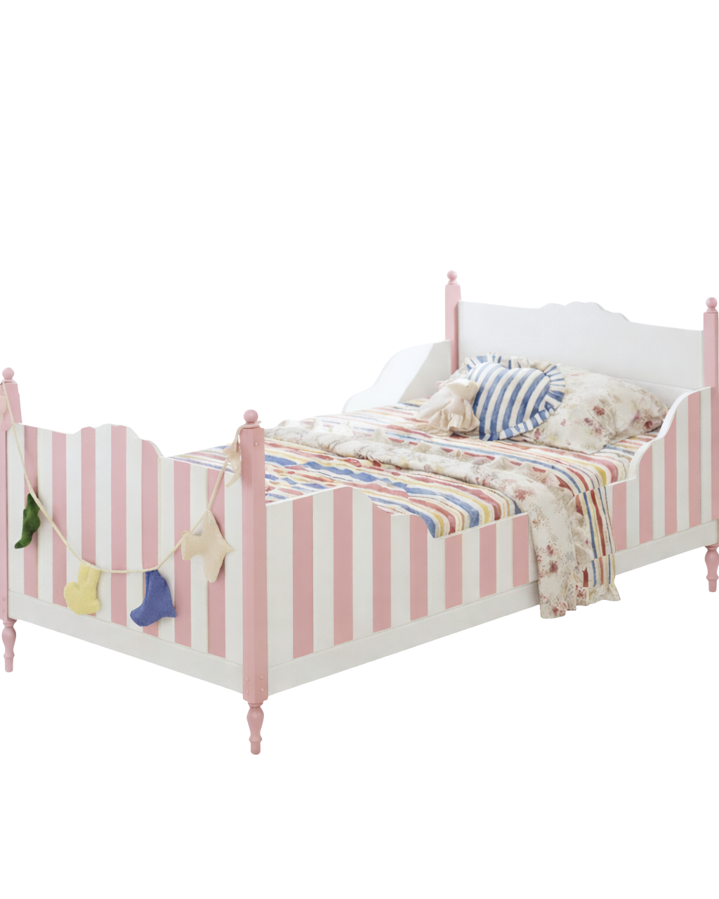 Striped Vintage Style Sleigh Bed - Stepini Home