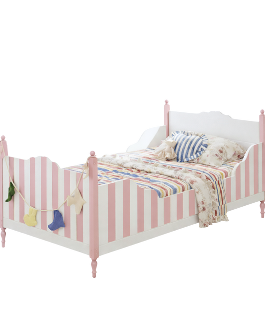 Striped Vintage Style Sleigh Bed - Stepini Home