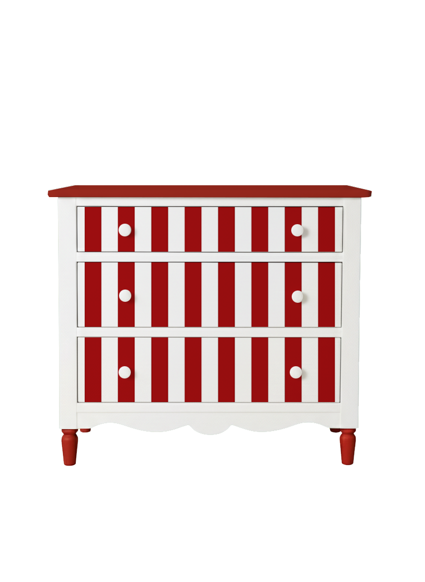 red and white dresser Red and White Patterned Wooden Chest of Drawers