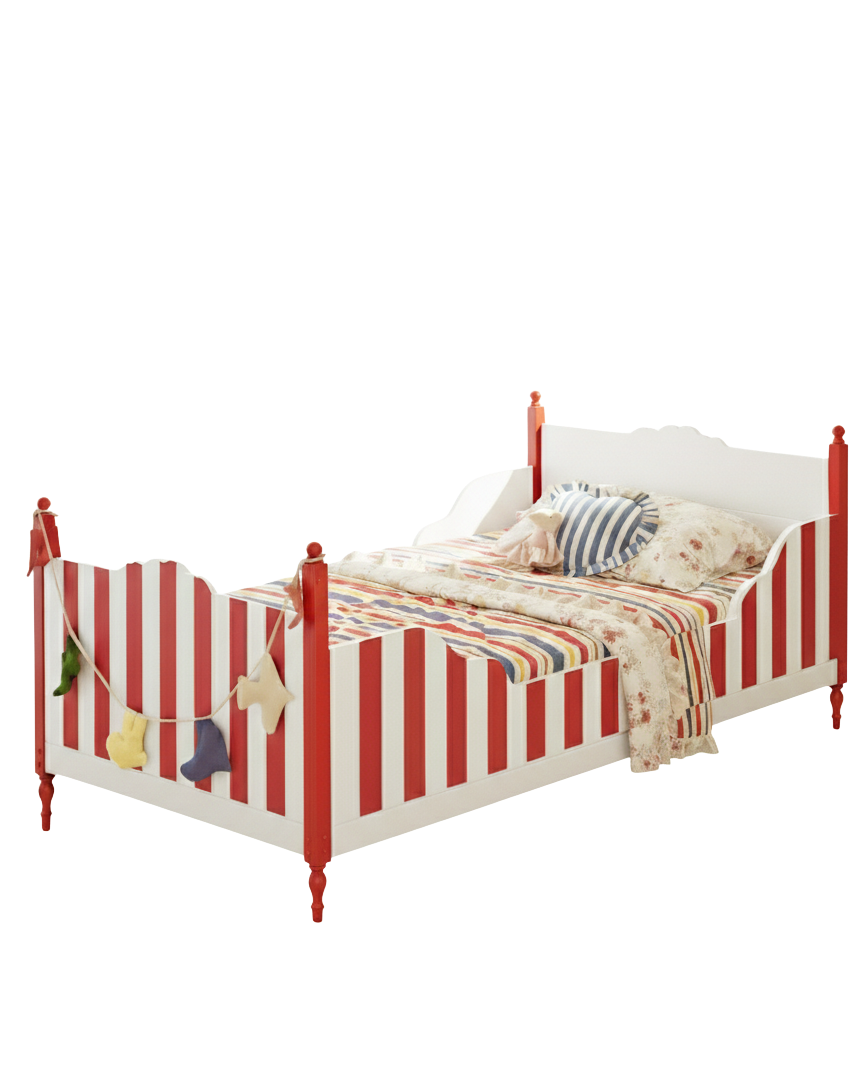 Striped Vintage Style Sleigh Bed - Stepini Home