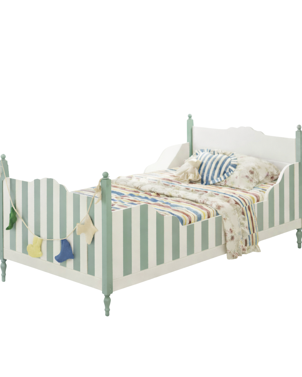 Striped Vintage Style Sleigh Bed - Stepini Home