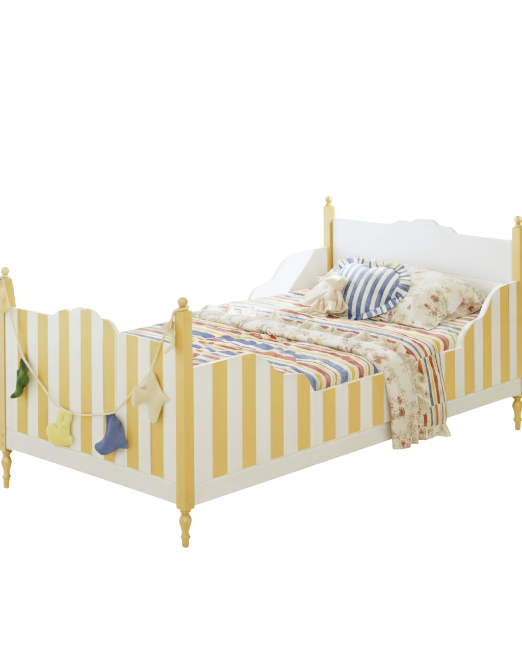 Striped Vintage Style Sleigh Bed - Stepini Home