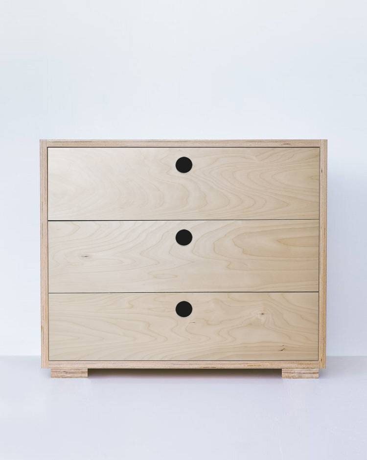 Birch plywood dresser, 3 drawers - Stepini FurnitureBirch plywood dresser, 3 drawers