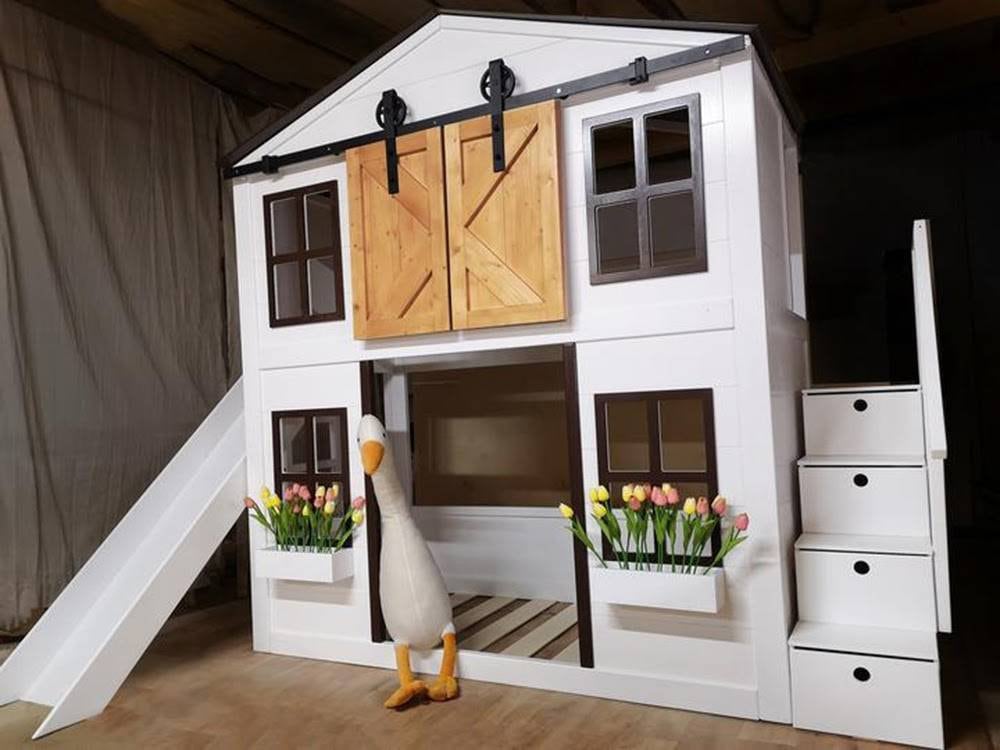 "Farmhouse" barn door cottage bunk bed - Stepini Furniture"Farmhouse" barn door cottage bunk bed